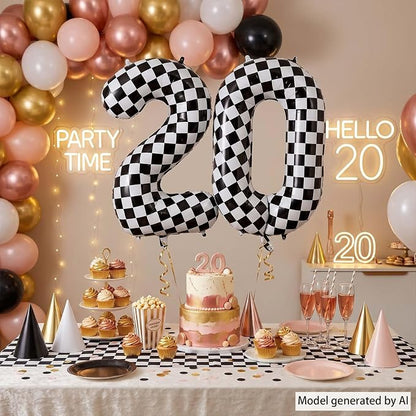 40 Inch Checkered Number 20 Balloon, self-sealing, air/helium fill, reusable - Image 6