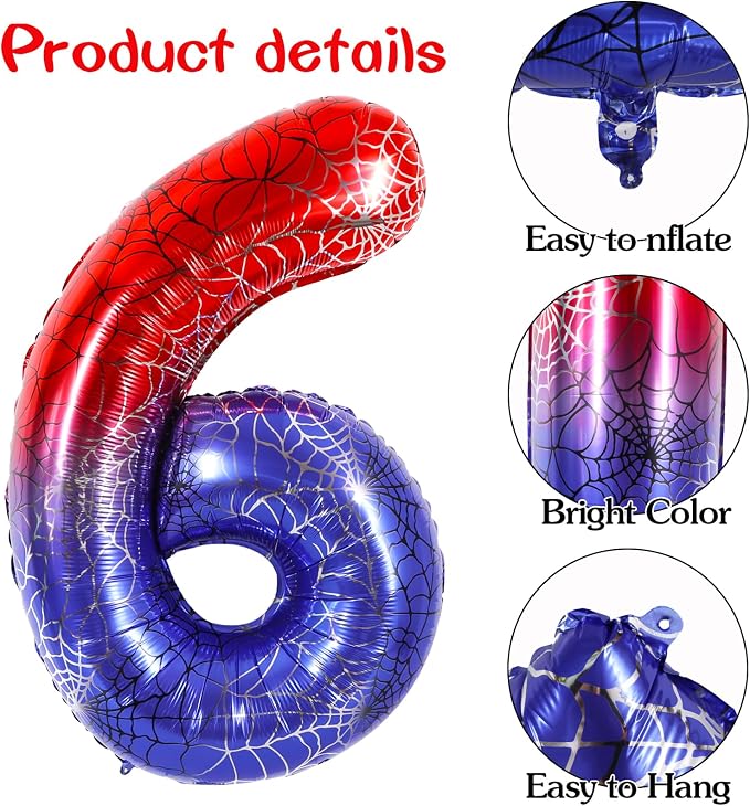 40 Inch Red Blue Number 6 Balloon - Image 3