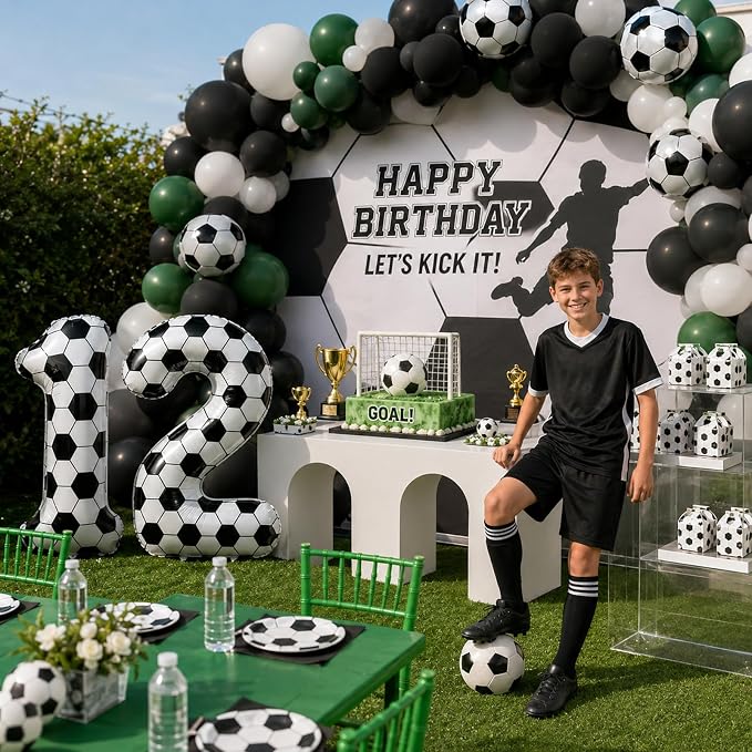 Big Soccer 12 Balloons, 9th Birthday Decorations - Image 4