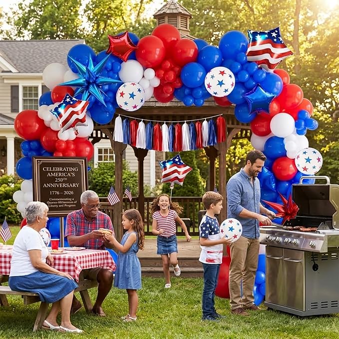 America's 250th Patriotic Red White and Blue Balloon Garland Arch Kit | Star - Image 6
