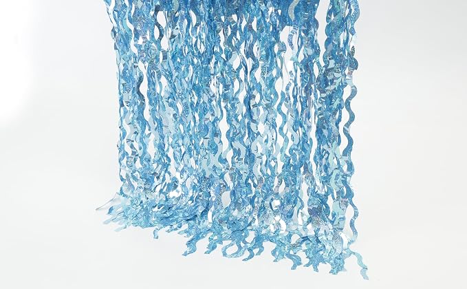 4 Pack Wavy Blue Tinsel Backdrop Streamers Party Decorations 3.3x6.6 Feet | - Image 8