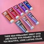 Color Lux Direct Vibes Semi-Permanent Hair Color, Magenta, Vibrant & Long-Lasting Shade, Ammonia-Free, Vegan, Sulfate-Free, Paraben-Free, 8 fl oz