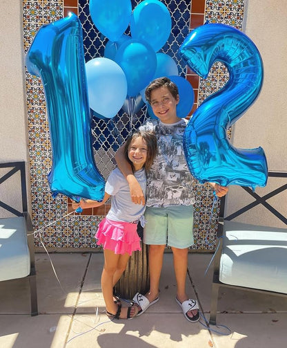 3 Balloon Numbers Birthday Decorations, 40In Dark Blue Balloons - Image 4