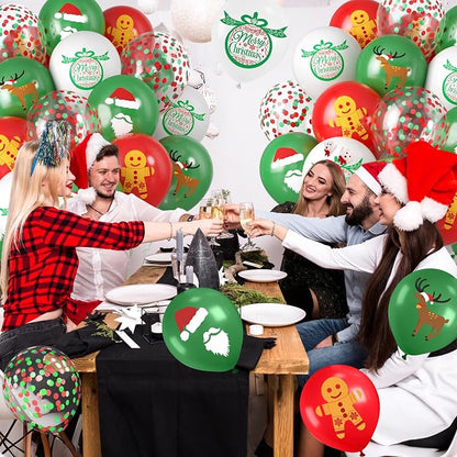 Christmas Balloons, 12 Inch Xmas Print Balloons - Image 6