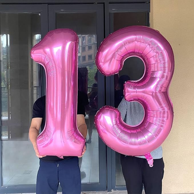 Jonhamwelbor 13 Balloon Numbers Pink 13 Foil Mylar Jumbo Giant Big Large 31 - Image 4