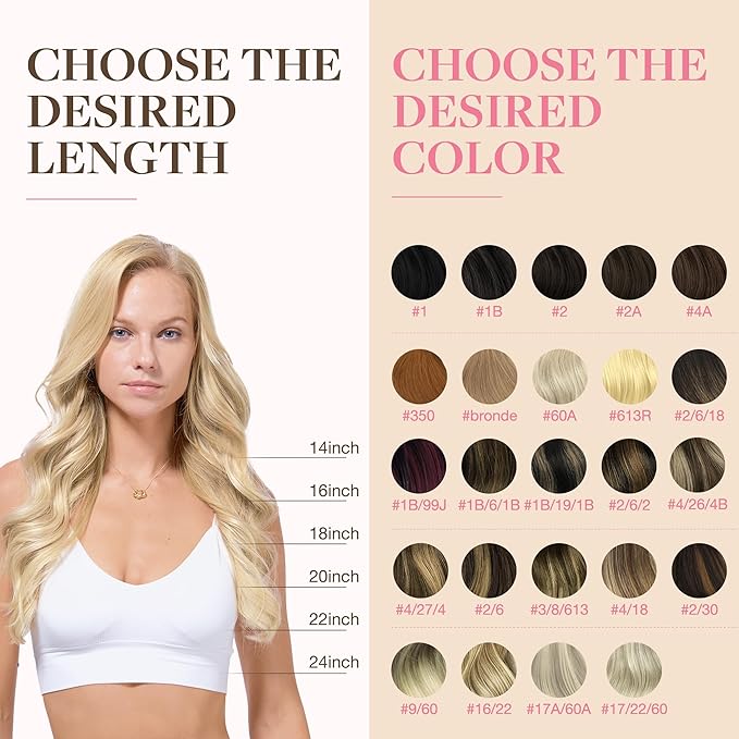 GOO GOO Tape in Hair Extensions Human Hair, 18ET90A Natural Blonde Balayage, 16inch 25g 10pcs, Skin Weft Seamless Invisible, Silky Straight with Thick Ends, Remy Human Hair