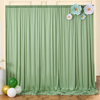 NSSONBEN 40ft x 10ft Wrinkle Free Sage Green Backdrop Curtains - Image 6