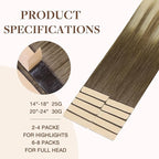 GOO GOO Tape in Hair Extensions Human Hair, 9/60 Balayage Ash Brown to Platinum Blonde, 22inch 30g 10pcs, Skin Weft Seamless Invisible, Silky Straight with Thick Ends, Remy Human Hair