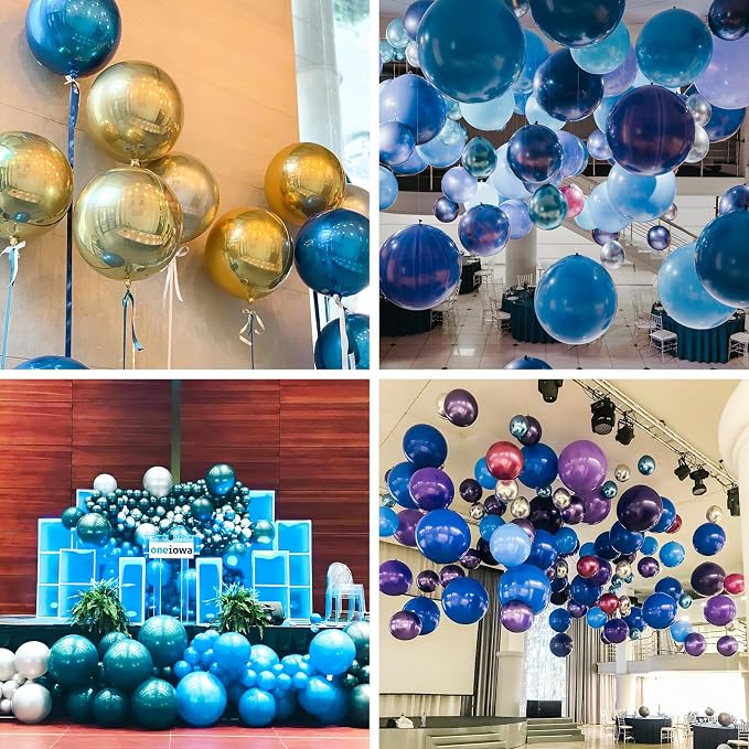 PartyWoo Light Blue Large Round Giant 4D Jumbo Foil Balloons 6pcs 22 Inch | 22 - Image 6