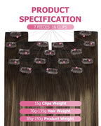 YoungSee Clip in Human Hair Extensions Balayage Brown Hair Clip in Extensions Chocolate Brown Balayage Caramel Blonde Clip Hair Extension Real Human Hair Long Straight for Women 120G 7Pcs 24Inch