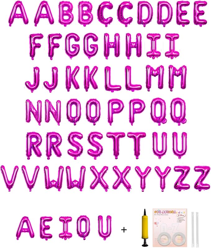 58 PCS Letter Balloons Alphabet Letters 2 Sets A- Z & 1 Sets AEIOU 16 by buynow