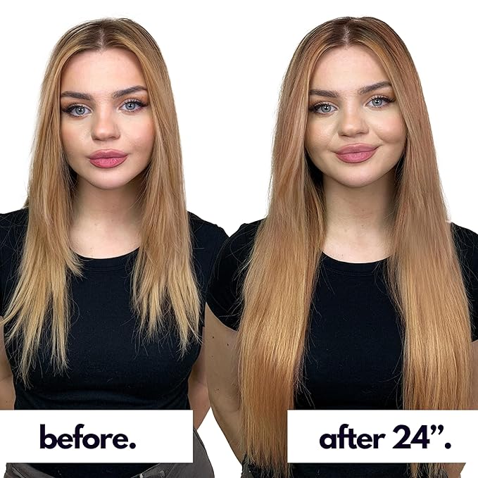 Irresistible Me Real Human Hair Extensions Clip Ins – 100% Human Hair Clip In Extensions for Length & Volume – Invisible Extension – Heat Resistant & Dyeable – Strawberry Blonde, 14 Inches