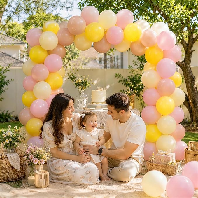Pink and Yellow Balloons, 12inch Pastel Light Dusty Pink Butter Pale Mustard - Image 6