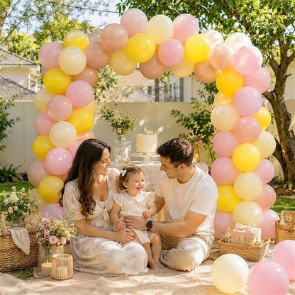 Pink and Yellow Balloons, 12inch Pastel Light Dusty Pink Butter Pale Mustard - Image 6