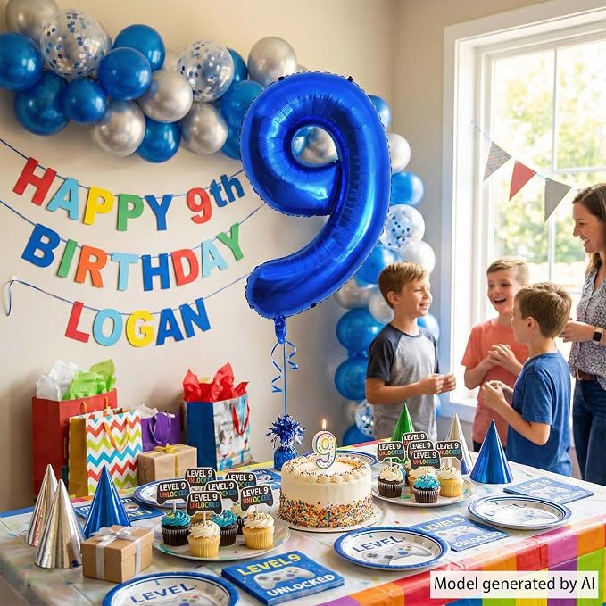 Navy Blue Number 9 Balloon 40 Inch, Foil Digit - Image 7