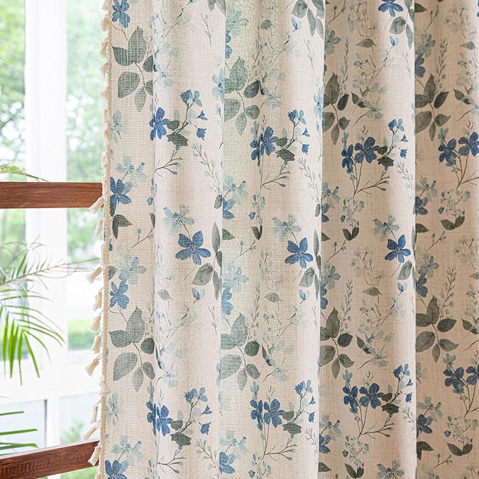 ENJOYBRIDAL Floral Curtains 96 Inches Long Farmhouse Semi Sheer Drapes - Image 7