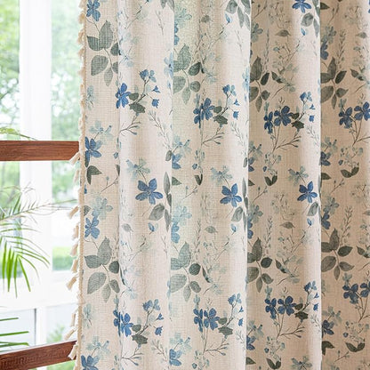 ENJOYBRIDAL Floral Curtains 63 Inch Long Farmhouse Semi Sheer Drapes Decorative - Image 7