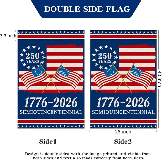 250th Anniversary America Garden Flag, 250 Years Banner USA 4th of July - Image 9