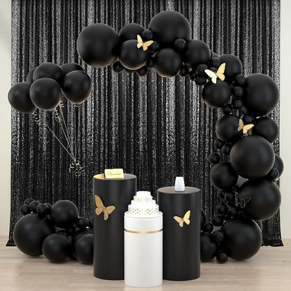 2×8FT-4PCS Black Sequin Backdrop Curtains Panels, Photography Backdrop Glitter - Image 4