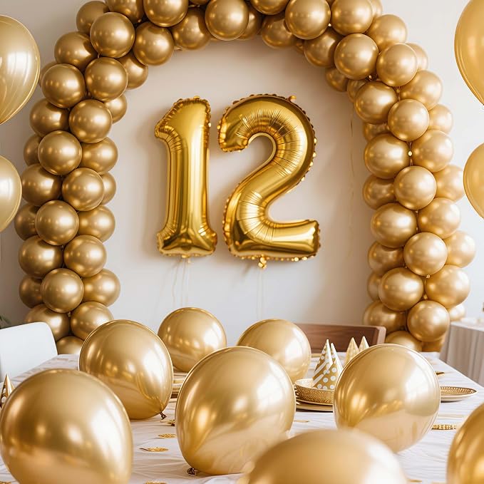 300 Pcs Gold Metallic Chrome Balloons 12 inch Gold Helium Party Balloon - Image 5