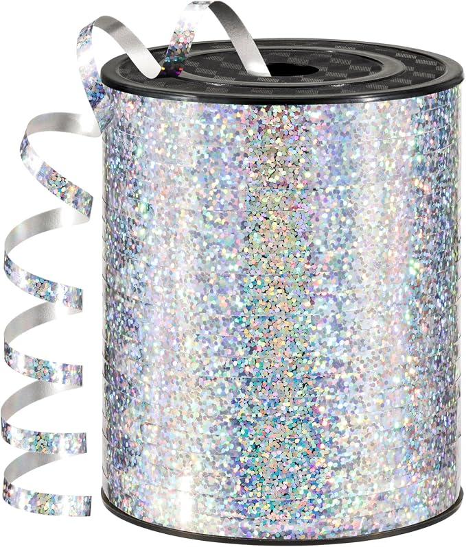 600 Yards Silver Curling Ribbon 1/5 Inch Shiny Metallic Silver Ribbon Balloon by Unknown