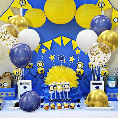 62pcs Gold Navy Blue Balloons Kit - Image 7