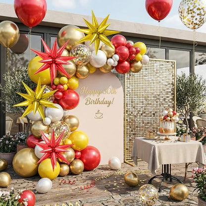22/27 Inch Gold Red Star Balloons, Cone Spike Balloon, Aluminum Foil Balloon - Image 4