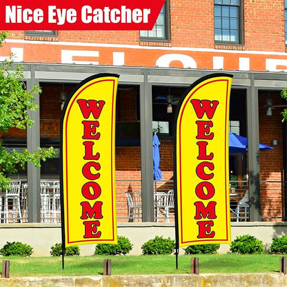 Buryeah 2 Sets Welcome Feather Flag Sign Kit 8 ft Welcome Banners Swooper Flag - Image 3