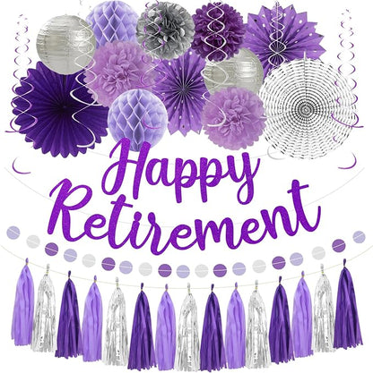 Roetyce Purlpe Retirement Party Decorations Women, Happy Retirement Banner | by Roetyce