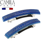 Camila Paris CP2956 French Hair Barrette Clip for Girls, Set of 2 Rubberized Metal Clasp Strong Hold Grip Hair Clips for Women, No Slip and Durable Styling Girls Hair Accessories, Made in France