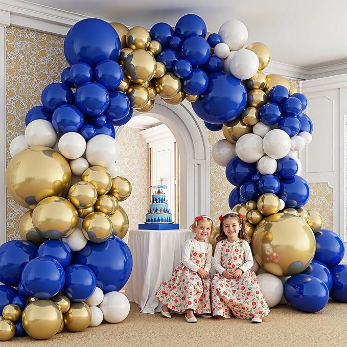 412Pcs Royal Blue and Gold Balloons Arch Garland Kit, 5 10 12 18 inch blue and - Image 6