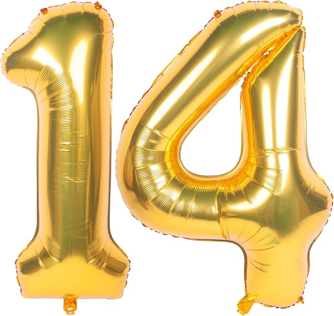40 Inch gold Number Balloons 14 Helium Foil Mylar Balloon | Birthday Party by Exquisitehighqualitypartydecorationstomeetyoureveryneed%EF%BC%81