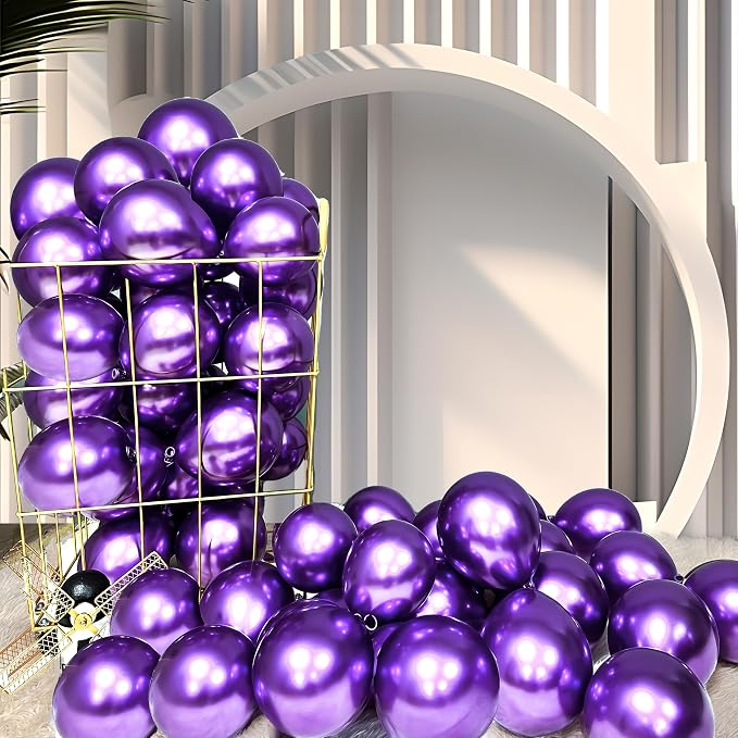 Firomi Metallic Chrome Purple Balloons 5-inch 100 Pack | Helium Small-Medium by Firomi