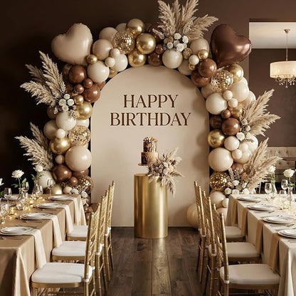 Brown and Gold Balloons, 12 Inch Double Stuffed Brown Apricot Balloons Gold - Image 7