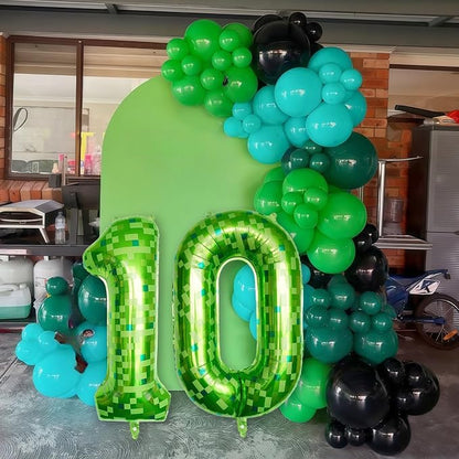 Number 10th Birthday Balloon Lime Green Pixel, 40 Inch Large Dark Kelly Green - Image 5