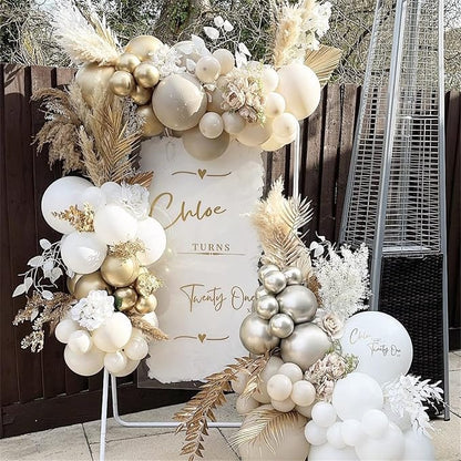 Champagne Gold and White Balloons, Neutral Ivory White Gold Balloons - Image 3
