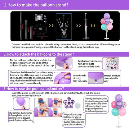 4 Sets Pink Purple Blue Teal Yellow Balloons Stand - Image 3