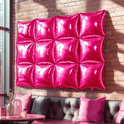 NISOCY 25PCS Hot Pink Square Foil Balloons Wall Backdrop | Double Sided Balloon - Image 8