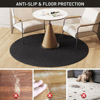 Black Plastic Floor Mat for Under Dining Table, 6ft Round No Slip Waterproof Vinyl Area Rug for Home, Anti-Spill Hard Floor Protector Cover for Living Room, Splat Mat for Under High Chair