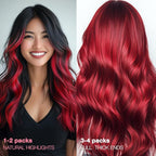 GOO GOO Tape in Hair Extensions Human Hair, Red, 18inch 25g 10pcs, Colored Tape ins Human Hair Extensions, Silky&Soft Invisible Tape Ins, Hair Highlighted for Party