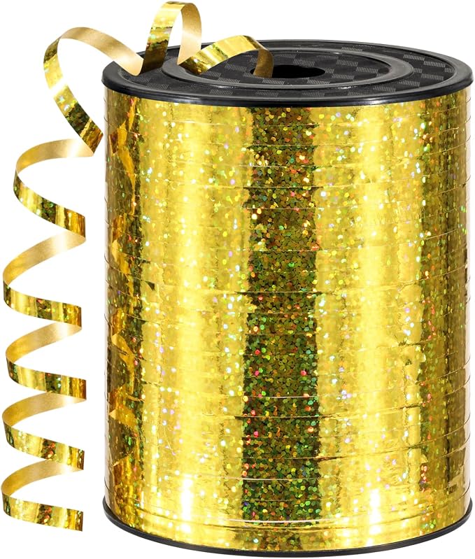 600 Yards Gold Curling Ribbon 1/5 Inch Shiny Metallic Gold Ribbon Thin Balloon by Unknown