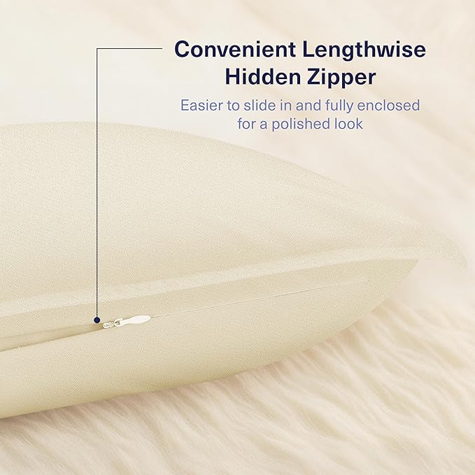 Kickoff Viscose Bamboo Pillowcase, King, Set of 2, 100% Organic Hidden Zippered Viscose Bamboo Pillow Case King Size, Cooling Pillow Cover for Hot Sleepers (20"x40", Buttercream)