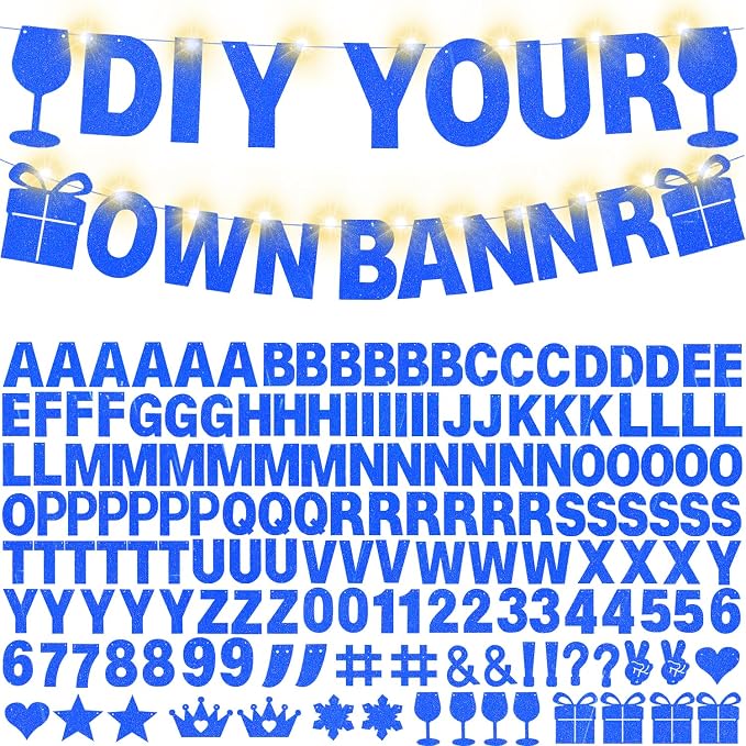 175Pcs DIY Glitter Customizable Banner Kit Hanukkah Custom Banners DIY Happy by WELITTCON