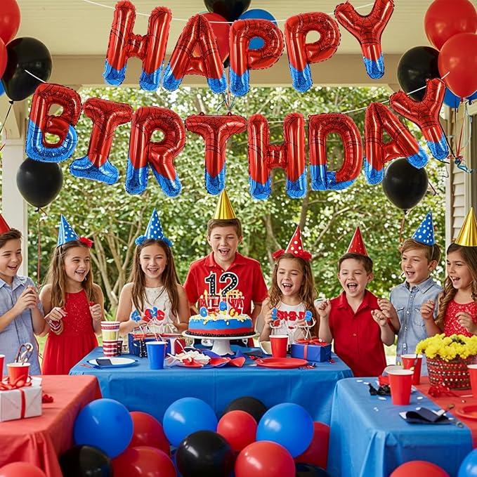 Vuzvuv Spider Theme Happy Birthday Balloon, Photography Background - Image 4
