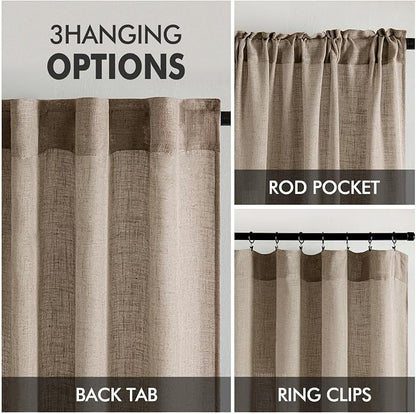 MIULEE Taupe Grey Linen Curtains 52x72 Inch Length 2 Panels - Image 3