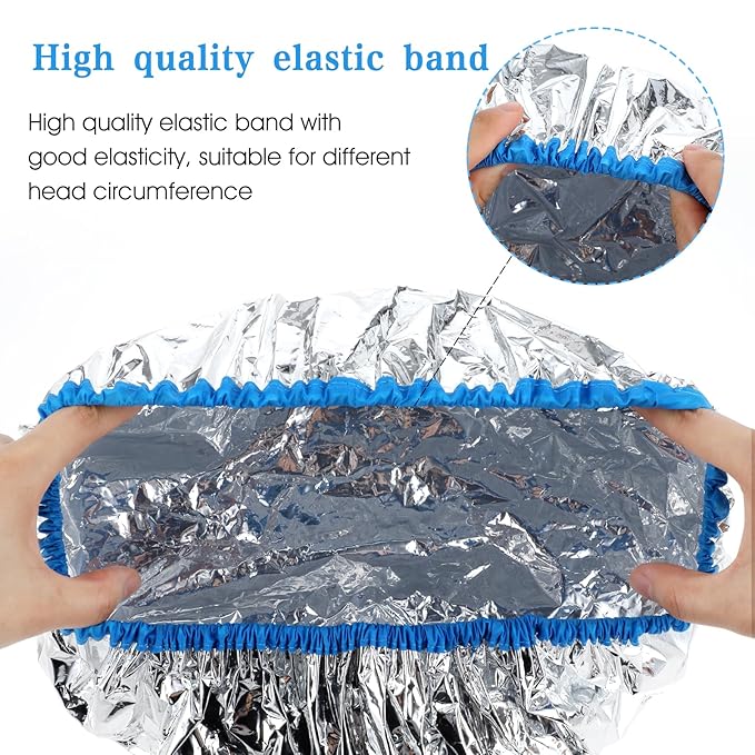2 Pcs Aluminum Foil Deep Conditioning Hair Cap Reusable Heat Cap For Deep Conditioning Thickened Hair Cap for Oil Treatment Heated Shower Cap Processing Caps for Hair Dye Cap for Home and Salon Use