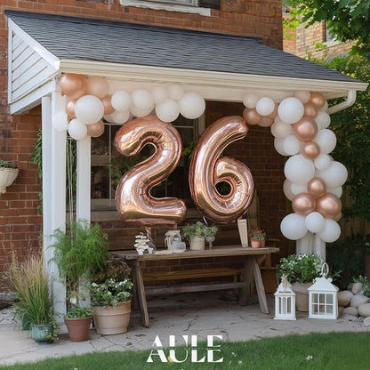 AULE 40 Inch Rose Gold 26 Balloon Number Foil 0-9 Birthday Big Numbers | - Image 5