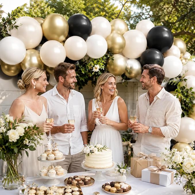 Black White and Gold Balloons, for Women Birthday Wedding Shower Bachelorette - Image 7