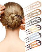 French Hair Pin for Women - U-Shaped Hair Fork for Updos, Chignons & French Twists, Durable Acrylic, Secure & Elegant Styling for All Hair Types (Amber)