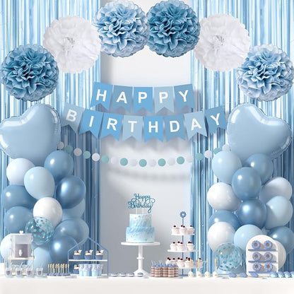 Light Blue Happy Birthday Party Decorations by HEDUPT